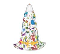 POEZJZW Fish Under The Sea Pattern Men Women Cloak With Hood Adult Cape With Hood Renaissance Halloween Witch Costume Wizard Cloak S