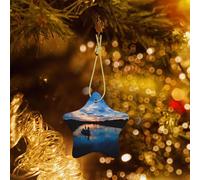 Poezjzw Fishing Scenic Pattern Christmas Star Ceramic Ornaments Christmas Tree Hanging Home Decoration Gatherings Souvenirs