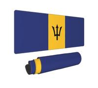 Poezjzw Flag of Barbados Long Gaming Mouse Pad Large Desk Pad Keyboard Mat with Stitched Edges for Gaming and Office 31.5 X 11.8 in