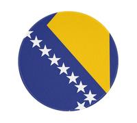 POEZJZW Flag Of Bosnia And Herzegovina Pattern Round Mouse Mat, Cute Mouse Pad, Non-Slip Rubber Base With Stitched Edge, Small Size 7.9 X 7.9 Inch