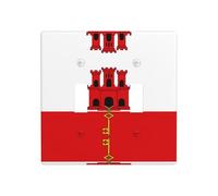Poezjzw Flag of Gibraltar Pattern Decorative Light Switch Plate Covers 2 Gang Wall Plate Double Toggle Switch Cover 4.5 X 4.5 in