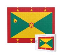 Poezjzw Flag of Grenada Adult Classic Jigsaw 500 Pieces Wooden Puzzle Modern Home Decor Intellectual Game 52 X 38 Cm