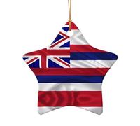 Poezjzw Flag Of Hawaii American Pattern Christmas Ceramic Star Shape Pendant Decorations Suitable For Home Shopping Malls And Holiday Celebrations