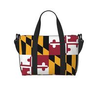 Poezjzw Flag Of Maryland Travel Duffel Bag Tote Carry On Luggage Bag Water Resistant Weekender Overnight Bags For Foldable, Black, One Size
