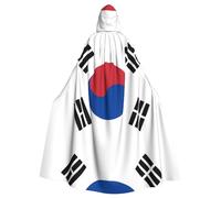 POEZJZW Flag Of Republic Of Korea Pattern Full Length Hooded Robe Cloak Long Cape Halloween Cosplay Costume Hoodies Cape Unisex
