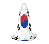 POEZJZW Flag Of Republic Of Korea Pattern Hooded Cloak Robe Costume Cloak For Adult Men Women Christmas Hoodies Cape Cosplay Costumes L