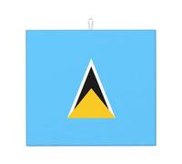 Poezjzw Flag of Saint Lucia Printed Dish Drying Mats Counter Absorbent Reversible Kitchen Countertop Protector Dishes 18"X16"