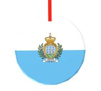 Poezjzw Flag Of San Marino Pattern Glass Christmas Ornament Round Hanging Pendant Gifts For Xmas Holidays, Ornaments For Home Decor