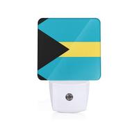 POEZJZW Flag of The Bahamas Pattern Led Night Light Plug Into Wall with Dusk to Dawn Sensors, Warm for Bedroom Bathroom Hallway Kitchen