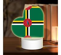 POEZJZW Flag of The Commonwealth of Dominica Pattern Heart Shape Acrylic Night Light with USB Cable Adjustable 3 Colors for Restaurant Bar Cafe