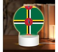 POEZJZW Flag of The Commonwealth of Dominica Pattern Round Acrylic Night Light with USB Cable Adjustable 3 Colors for Restaurant Bar Cafe