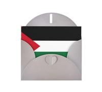 POEZJZW Flag Of The State Of Palestine Pearl Paper Christmas Cards, With Gray Envelopes, Thank You Cards, Wedding, Valentine'S Day Cards 10-Count