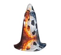 POEZJZW Flame Football Pattern Men Women Cloak With Hood Adult Cape With Hood Renaissance Halloween Witch Costume Wizard Cloak S