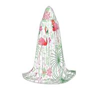 POEZJZW Floral Flamingo Botany Pattern Men Women Cloak With Hood Adult Cape With Hood Renaissance Halloween Witch Costume Wizard Cloak L