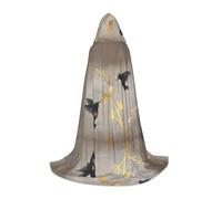 POEZJZW Flower Bird Pattern Men Women Cloak With Hood Adult Cape With Hood Renaissance Halloween Witch Costume Wizard Cloak L