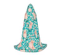 POEZJZW Flower Cute Pig Pattern Pattern Teenager Hooded Cloak Cloak Women Men Halloween Costume Masquerade Cosplay Costume Christmas Party Robe M