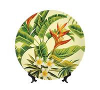 POEZJZW Flowering Plant Pattern Bone China Decorative Plate, Smooth and Non-Injurious to Hands, Classic Artwork Suitable for Home and Office 7in