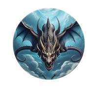 POEZJZW Flying Dragon Pattern Round Mouse Mat, Cute Mouse Pad, Non-Slip Rubber Base With Stitched Edge, Small Size 7.9 X 7.9 Inch