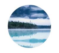 POEZJZW Foggy Mountains Landscape Pattern Round Mouse Pad, Non-Slip Rubber Base Small Mouse Pad, Suitable For Games, Computer Laptop, 7.9x7.9 Inches.