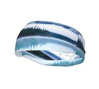 Poezjzw Foggy Mountains Landscape Pattern Sports Headband Suitable For Running Yoga Elasticated Moisture Wicking Hairband