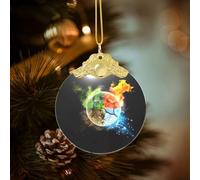 Poezjzw Four Elements Pattern Glass Round-Shaped Christmas Tree Ornaments, Family New Year Home Souvenirs For Gatherings Gold