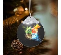 Poezjzw Four Elements Pattern Glass Round-Shaped Christmas Tree Ornaments, Family New Year Home Souvenirs For Gatherings Silver