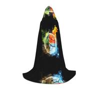 POEZJZW Four Elements Pattern Men Women Cloak With Hood Adult Cape With Hood Renaissance Halloween Witch Costume Wizard Cloak S