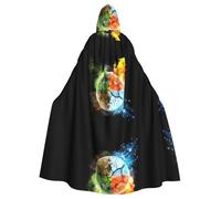 POEZJZW Four Elements Pattern Poncho Halloween Hooded Cape Women'S Men'S Halloween Dress Up Party Cosplay Costumes