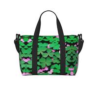 Poezjzw Four Leaf Clover Travel Duffle Bag Weekender Carry On Tote Bags For Women Hospital Bags For Labor And Delivery Overnight Luggage Bag, Black, One Size, Black, One Size