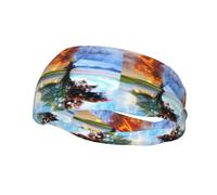 Poezjzw Four Season Tree Of Life Pattern Sports Headband Suitable For Running Yoga Running Cycling Elastic Moisture Band
