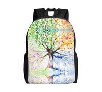POEZJZW Four Seasons Spring Tree Pattern Casual Shoulders Backpack School Bags Ladies Day And Sports Travel Bag Laptop Bag