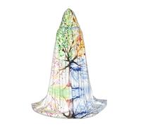 POEZJZW Four Seasons Spring Tree Pattern Men Women Cloak With Hood Adult Cape With Hood Renaissance Halloween Witch Costume Wizard Cloak L