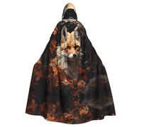 POEZJZW Fox And Flowers Pattern Hooded Cloak Robe Costume For Adult Men Women Christmas Hoodies Cape Cosplay Costumes