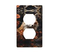 Poezjzw Fox and Flowers Pattern Outlet Covers Wall Plate Light Switch Plate Decorative for Kitchen Bathroom Bedroom Farmhouse Decor