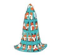 POEZJZW Fox And Rabbit Pattern Hooded Cloak Robe Costume Cloak For Adult Men Women Christmas Hoodies Cape Cosplay Costumes M