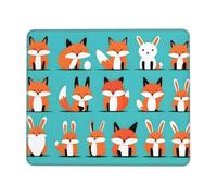 Poezjzw Fox and Rabbit Pattern Mouse Pad Non-Slip Rubber Stitched Edges Waterproof Gaming Mouse Mat for Desk Gaming Work Wireless Mice 7 X 8.6 in