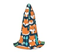 POEZJZW Fox Forest Happy Cut Pattern Hooded Cloak Robe Costume Cloak For Adult Men Women Christmas Hoodies Cape Cosplay Costumes L