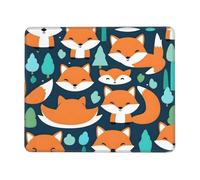 Poezjzw Fox Forest Happy Cut Pattern Mouse Pad Non-Slip Rubber Stitched Edges Waterproof Gaming Mouse Mat for Desk Gaming Work Wireless Mice 8.3 X 10.3 in