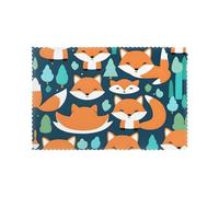 Poezjzw Fox Forest Happy Cut Pattern Placemats Set Of 6, 12 X 18 Inch Seasonal Summer Table Mats For Party Kitchen Dining Decoration