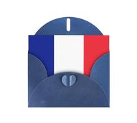 POEZJZW French Flag Pearl Paper Christmas Cards, With Blue Envelopes, Thank You Cards, Wedding, Valentine'S Day Cards 10-Count