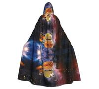 POEZJZW Funny Cat In Spacess Pattern Adult Hooded Cloak Cloak Women Men Halloween Costume Masquerade Cosplay Costume Christmas Party Robe