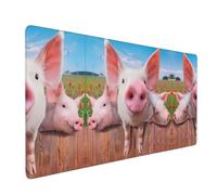 Poezjzw Funny Cute Pig Long Gaming Mouse Pad Large Desk Pad Keyboard Mat with Stitched Edges for Gaming and Office 16x35.5in
