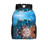 POEZJZW Funny Dolphin Looking At You Pattern Casual Shoulders Backpack School Bags Ladies Day And Sports Travel Bag Laptop Bag