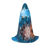POEZJZW Funny Dolphin Looking At You Pattern Men Women Cloak With Hood Adult Cape With Hood Renaissance Halloween Witch Costume Wizard Cloak L