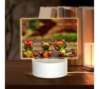 POEZJZW Funny Green Frogs Pattern Led Lamp Base Night Light Acrylic USB 3 Mode for Room Cafe Bar Birthday Party
