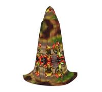 POEZJZW Funny Green Frogs Pattern Teenager Hooded Cloak Cloak Women Men Halloween Costume Masquerade Cosplay Costume Christmas Party Robe M