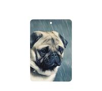 Poezjzw Funny Pug Dog Pattern Car Air Fresheners 4 Pcs Rectangle Hanging Aromatherapy Tablets Scented Fresheners For Bedroom Closet Shoe