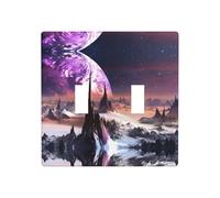 Poezjzw Galaxy Stars Hills Pattern Wall Plate Outlet Cover Decorative Wall Plate Size 4.5X 4.5in Double Toggle Outlet Light Switch Cover
