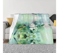 POEZJZW Gardenia Flowers Birds Pattern Fashion Flannel Bed Blanket Cozy Blanket Soft And Warm Sofa Bedroom Blanket 50"X40"