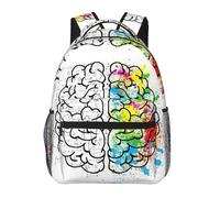 POEZJZW Geometry Brain Image With Science Pattern Casual Shoulders Backpack School Bags Ladies Day And Sports Travel Bag Laptop Bag